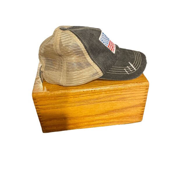 American Flag Patriotic‎ Hat Trucker SnapBack Cap One Size Black Distressed - Picture 5 of 9